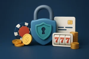 Secure online casino with pokies, credit card, and padlock