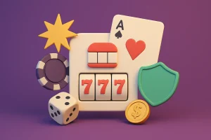 Slot machine, poker chips, and Aussie star symbolising new pokies